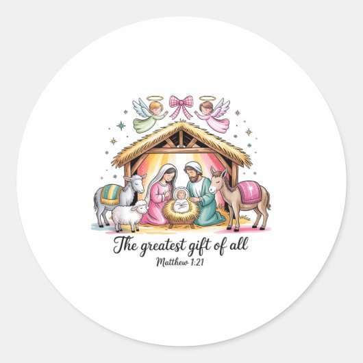 Greatest Of All Nativity Design Festive Apparel  Ronde Sticker (Voorkant)