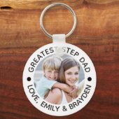 GREATEST STEPDAD zwarte foto Persoonlijk Sleutelhanger (Voorkant)