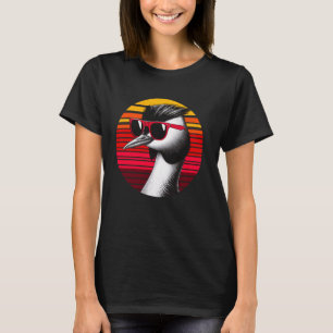 Grebe Bird Zonnebril Sunset Retro Style 7 T-shirt