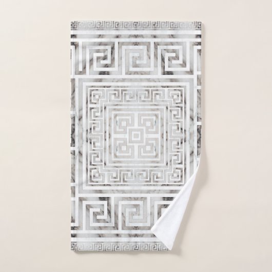 Grec Meander - Grèce Key Marbre blanc textures (Serviette à main)