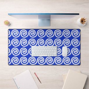Grec Meander Key Waves Motif Bleu