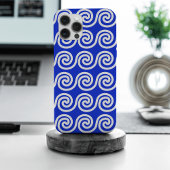 Grec Meander Key Waves Motif Bleu