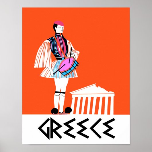 Grèce, affiche de voyage de style vintage (Devant)