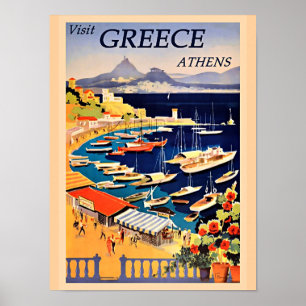 GRÈCE, affiche de voyage vintage,