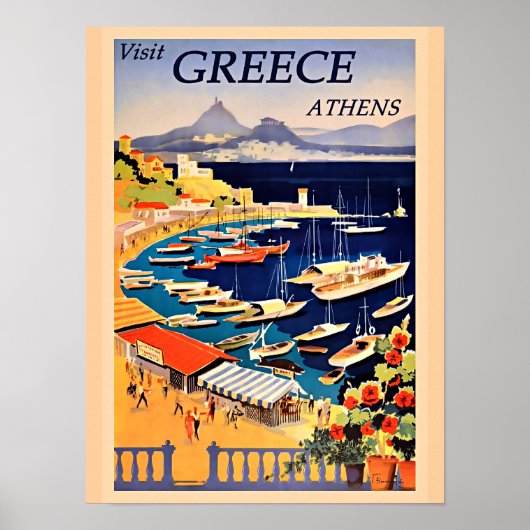 GRÈCE, affiche de voyage vintage, (Devant)