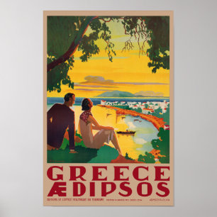 Grèce Aidipsos Poster vintage années 1940