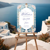 Grèce Blue Floral Ornate Frame Mariage Bienvenue