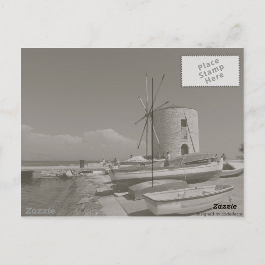 Grèce, Corfou, Vieux moulin à vent, Carte postale (Dos)