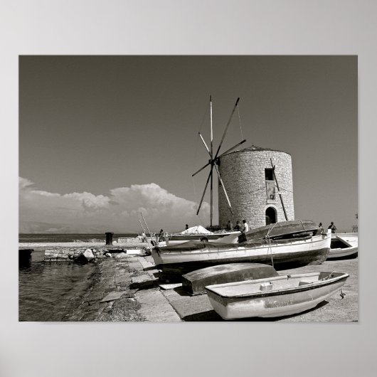 Grèce, Corfou, Vieux moulin à vent, Poster (Devant)