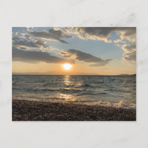Grèce, coucher de soleil, vue mer, carte postale