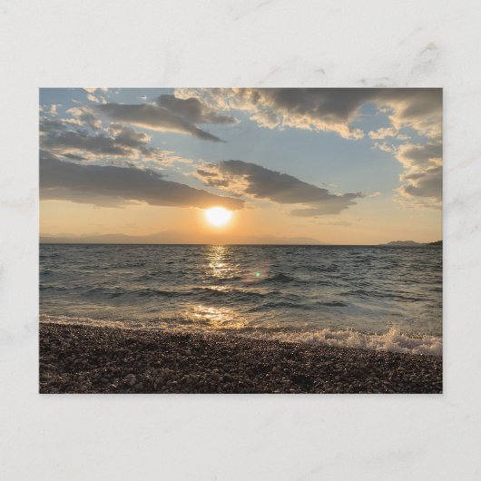 Grèce, coucher de soleil, vue mer, carte postale (Devant)