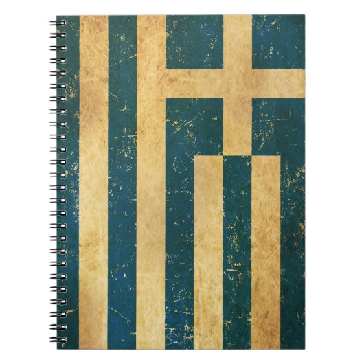 Grèce Drapeau Vintage Grunge Carnet (Devant)