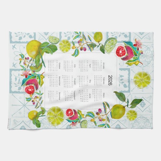Grèce Inspiré 2026 Calendrier Torchon (Horizontal)