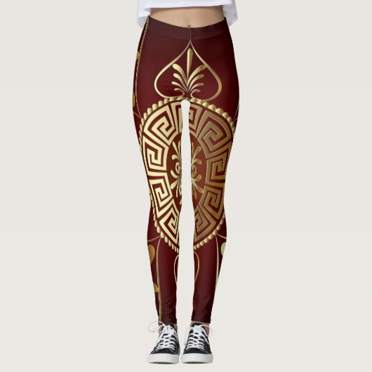 Grèce Key Burgundy Leggings (Devant)
