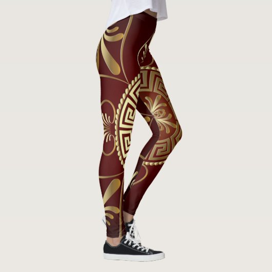 Grèce Key Burgundy Leggings (Droite)