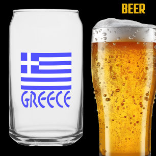 Grèce sur verre à bière avec drapeau grec