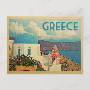 Grèce Vintage voyage de carte postale Santorini