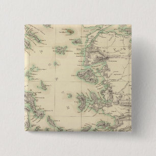 Grecian Archipelago, oud Vierkante Button 5,1 Cm