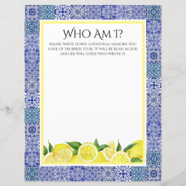 Grecian Blauw en Lemon "Wie ben ik" Douche Spel