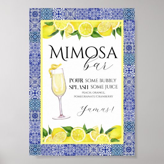 Grecian Blue en Lemon Mimosa Bar Poster (Voorkant)