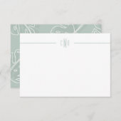 Gree Monstera Leaf Minimale Monogram Note Card  Bedankkaart (Voorkant / Achterkant)