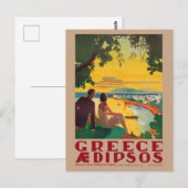 Greece Aidipsos Vintage Poster 1940s Briefkaart (Voorkant / Achterkant)