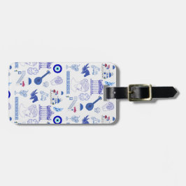 Greece Blue and White Bagagelabel