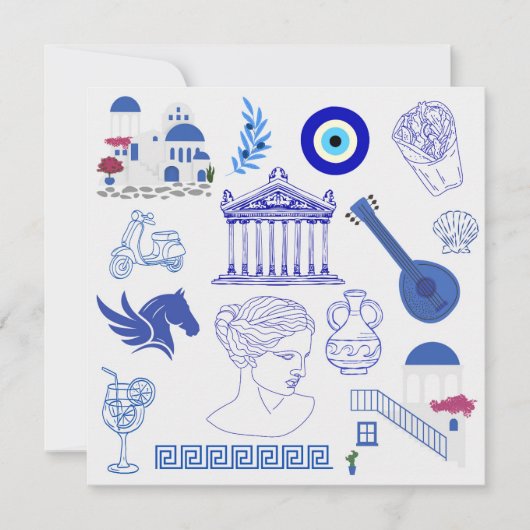 Greece Blue and White Birthday Bedankkaart (Voorkant)