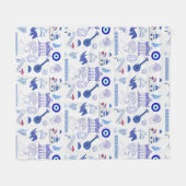 Greece Blue and White Fleece Deken (Voorkant (Horizontaal))