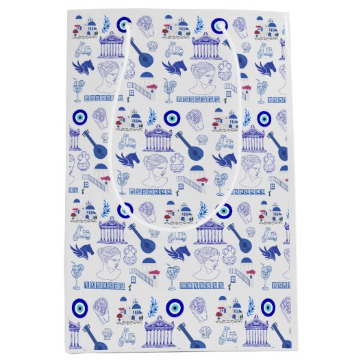 Greece Blue and White Medium Cadeauzakje (Voorkant)