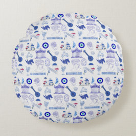 Greece Blue and White Rond Kussen