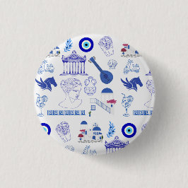 Greece Blue and White Ronde Button 3,2 Cm