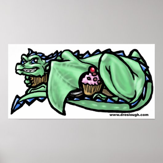 Greedy Cupcake Dragon Poster (Voorkant)