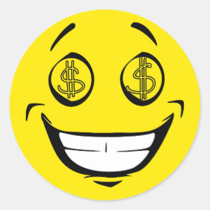 Greedy Money Eyes Yellow Face Ronde Sticker