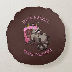 Greedy Raccoon vol met Birthday Cake Cartoon Rond Kussen