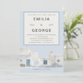 Greek Blue Destination Wedding | Elegant  Kaart (Staand voorkant)