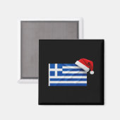 Greek Flag Santa Hat Funny Greece Christmas Holida Magneet (Voorkant / Achterkant)
