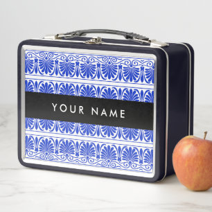 Greek Fret Arabesque blauw, Jouw naam, personalise