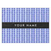 Greek Fret Arabesque blauw, Jouw naam, personalise Tafelkleed (Voorkant (Horizontaal))