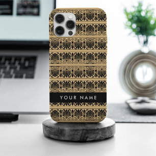 Greek Fret Arabesque Brown, Jouw naam, personalise iPhone 15 Pro Max Hoesje