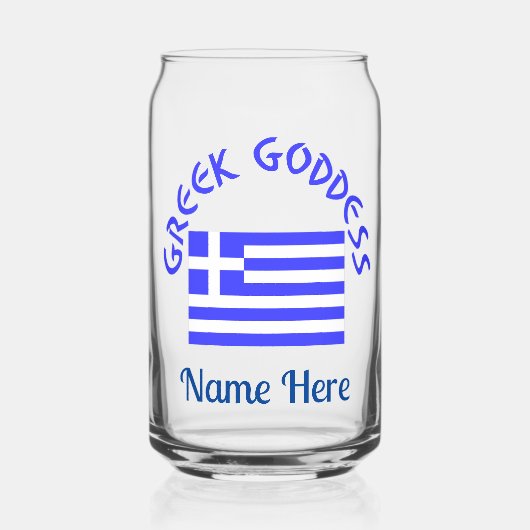 Greek Goddess and Flag of Greece Personalized  Blikvorm Glas (Voorkant)