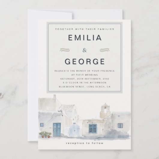 Greek Island Wedding | Olive Accent Kaart (Voorkant)