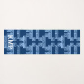 Greek Key Meander Tier in Blue Indigo Personalized Yogamat (Achterkant (horizontaal))