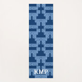 Greek Key Meander Tier in Blue Indigo Personalized Yogamat (Voorkant)
