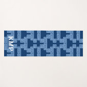 Greek Key Meander Tier in Blue Indigo Personalized Yogamat (Voorkant (horizontaal))