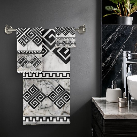 Greek Meander - Greek Key Black and White Marble
