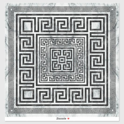 Greek Meander - Greek Key Black and White Marble Sticker (Vel)