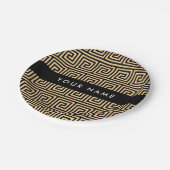 Greek Meander Key Brown, Jouw naam, Personaliseer Papieren Bordje (Gekanteld)