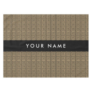 Greek Meander Key Brown, Jouw naam, Personaliseer Tafelkleed