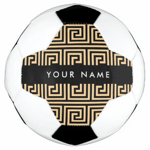 Greek Meander Key Brown, Jouw naam, Personaliseer Voetbal